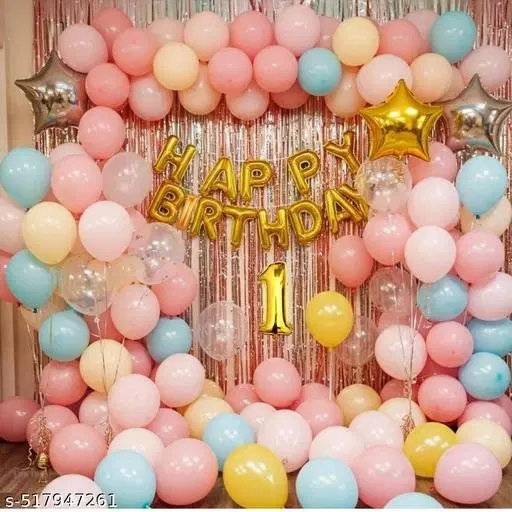 57 Pcs 1st Birthday Decoration kit, Multicolour, Set of 1