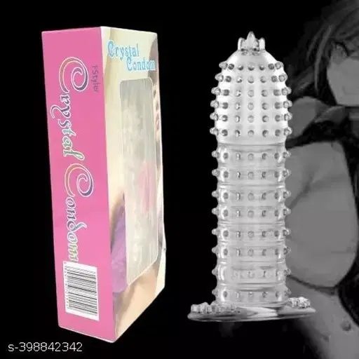 Crystal Dotted Reusable Condom for Men, Transparent, Pack of 1