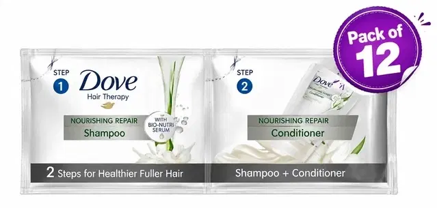 Dove Hair Fall Rescue Nourishing Shampoo With Detangling Conditioner 12X(5.5 ml+ 5.5 ml) (Pack Of 12)