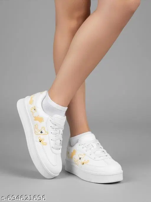 Solid Synthetic Slip-on Sneakers (White, IND-3)