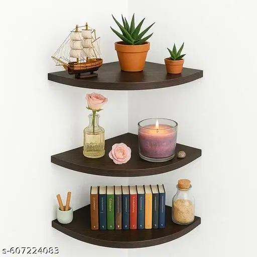 Wooden Triple Layer Wall Shelves For Home, Brown