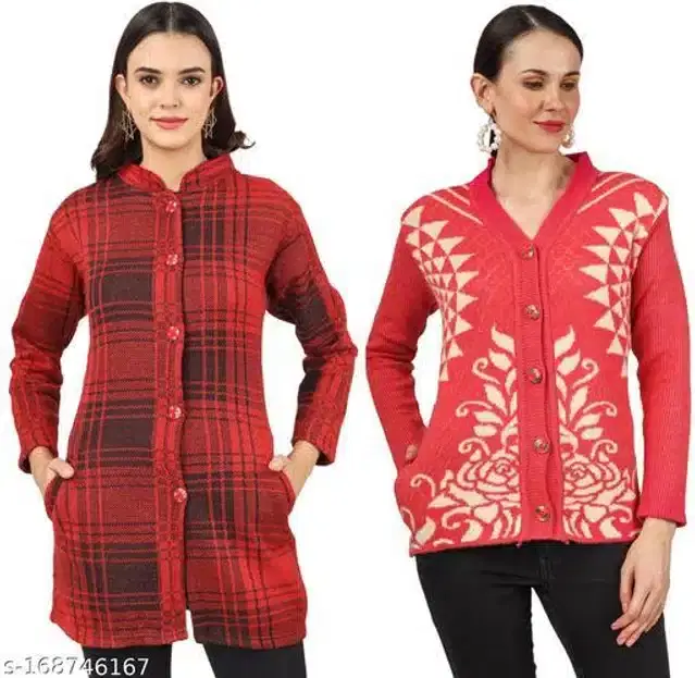 Woolen Sweater for Women, Pack of 2 (Multicolor, M)