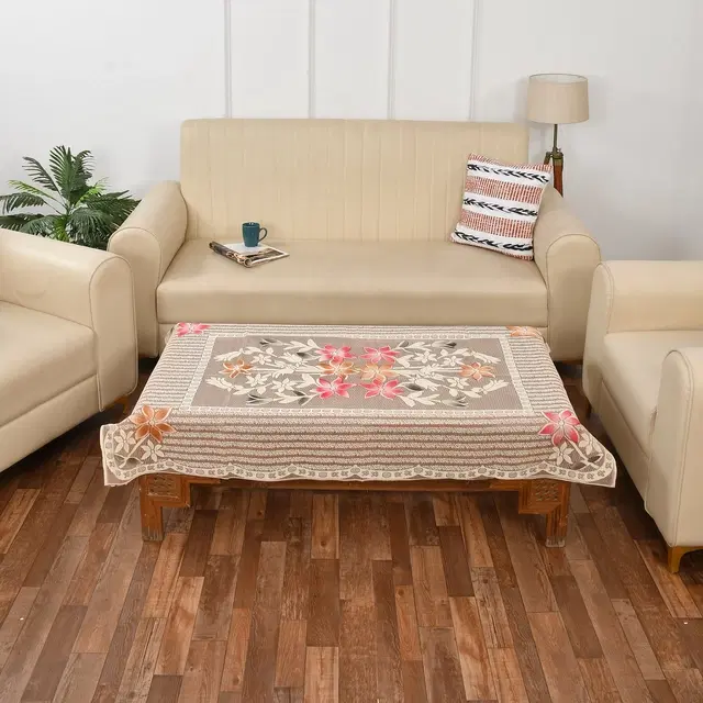 Jute Printed Table Cloth, Cream, 40x60 inches