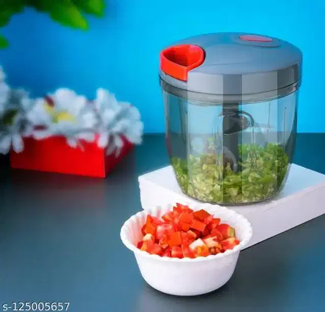 Plastic Manual Chopper, Grey, 900 ml