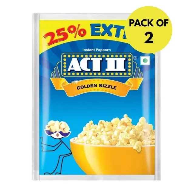 Act II Instant Popcorn Golden sizzle 2X77 g (Pack of 2)