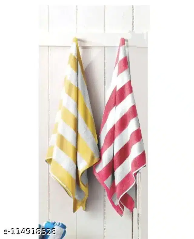 Cotton Bathing Towel, Yellow & Red, Pack of 2