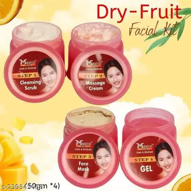 Mexico Herbal Fruit & Dryfruit Combo Glow Fairness Facial Kit, 220 g, Pack of 4