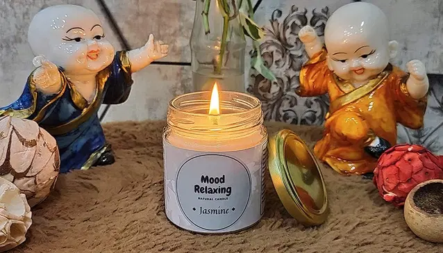 Floish Decor Premium Jasmine Scented Mood Relaxing Candle