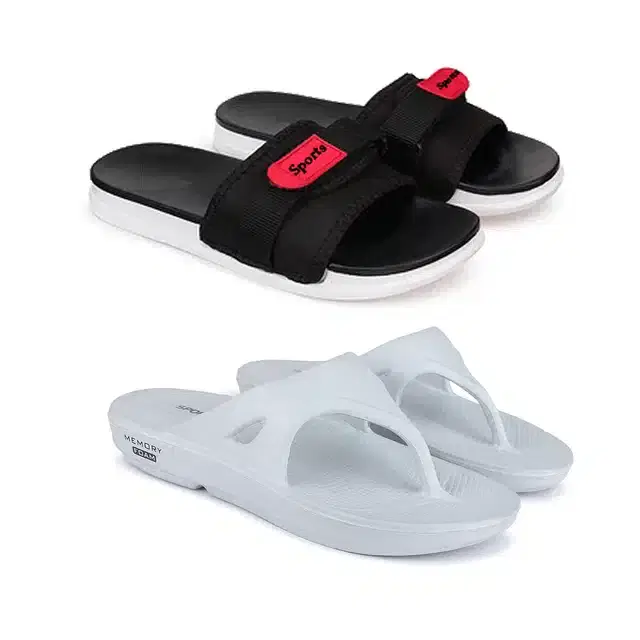 Combo of Men's Flip Flops, Pack of 2 (Multicolour, 8)