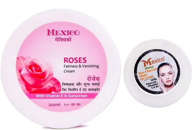 Maxico Herbs Rose Fairness Cream with Charcoal Under Eye Cream, Pack of 2
