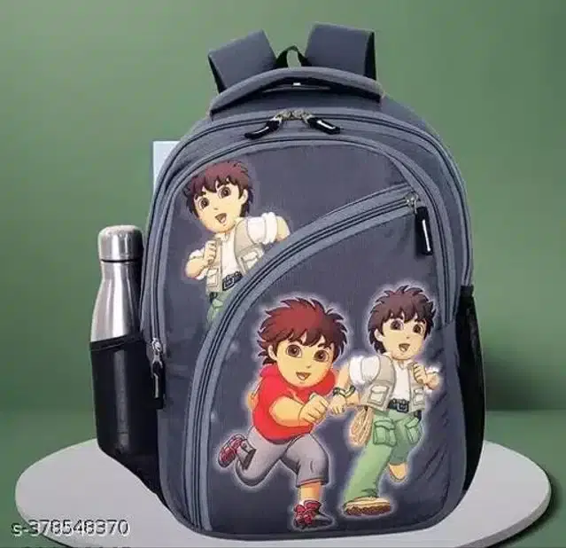 Polyester School Bag for Kids, Grey, 25 L