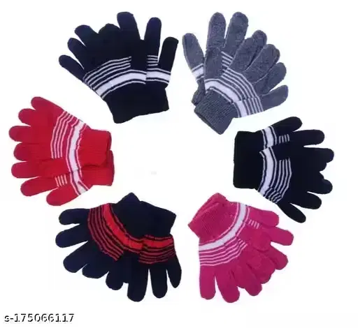 Woolen Hand Gloves for Women, Multicolor, Set of 3