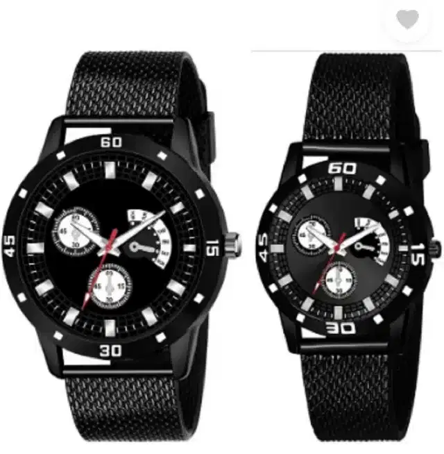 Couple Analog Watches, Pack of 2 (Black)