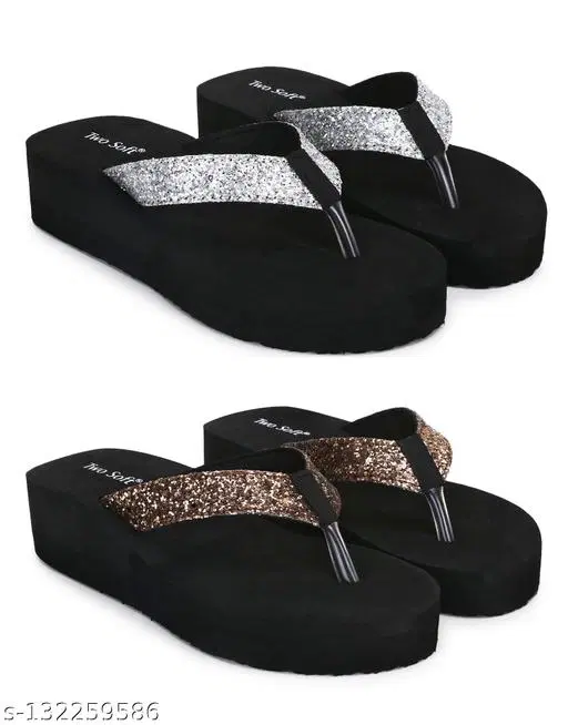 EVA Flip-flops for Women (Black, 4) Pack of 2
