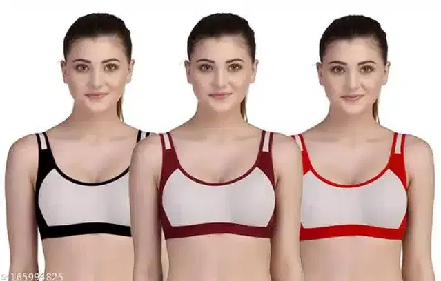 Hosiery Non Padded Bra for Women, Pack of 3 (Multicolor, 32B)