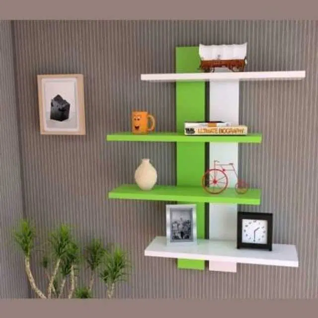 Wood Glossy Double Patti Wall Shelf, 4 Shelves, D-33