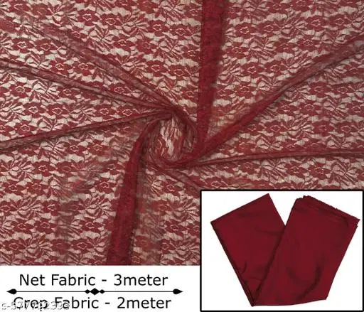 Crepe Un Stitched Dress & Gown Material,  Maroon  (Un Stitched)