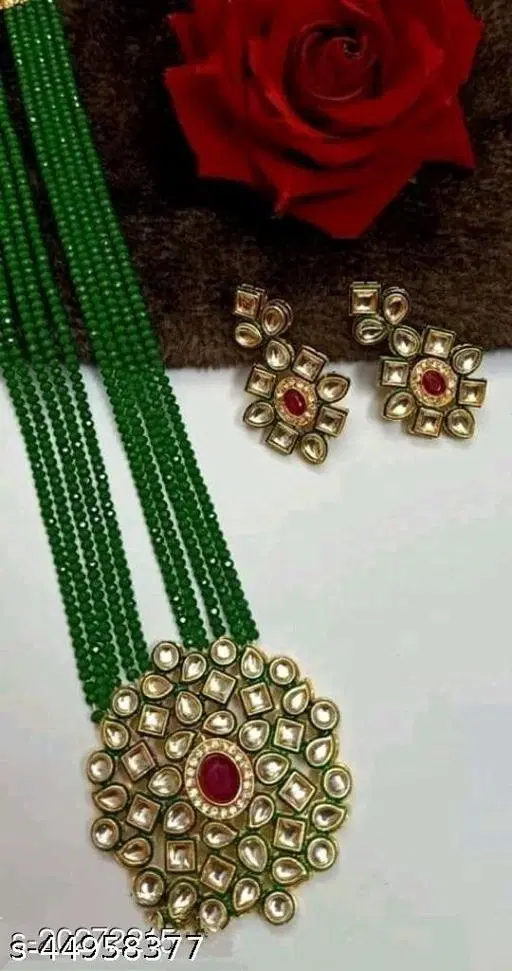 Kundan Jewellery Set for Woman for Women (Green, Free Size)