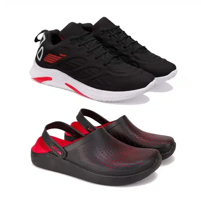 Shoes with Clogs for Men, Pack Of 2 (Multicolor, 9)