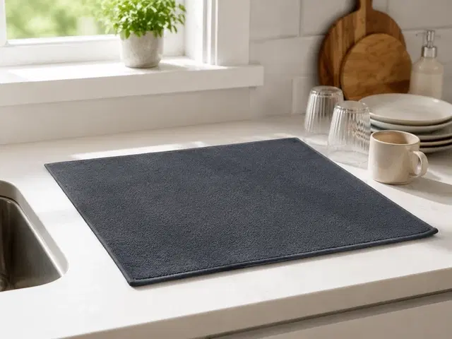SimpleHome Dish Drying Mat Solid 38x51cm 500gsm Polyester+ Foam Grey