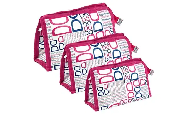 Multipurpose Storage Bag, Pink, 24x16x10 cm, Pack of 3