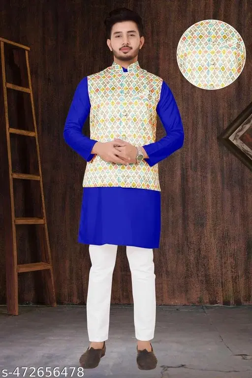 Solid Cotton Koti Set for Men (M)