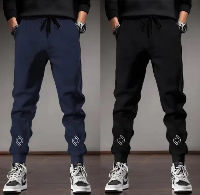 Polyblend Printed Trackpants for Men, Navy Blue & Black, Pack of 2 (M)