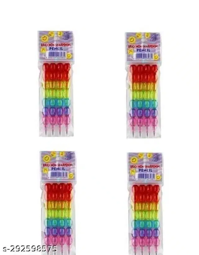 Brick Non Sharpening Stack Pencil Set, Multicolor, Set of 4
