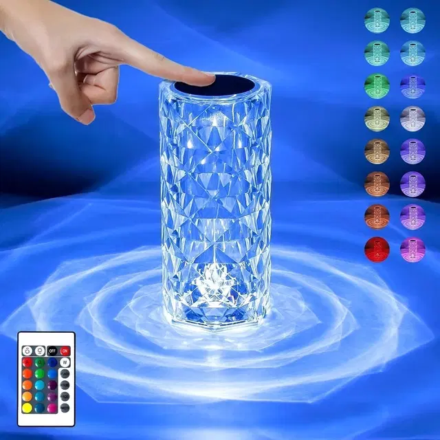Immutable  Crystal Lamp,Color Changing Rose,USB Rechargeable Table Lamp, 20 cm, Diamond Crystal Lamp
