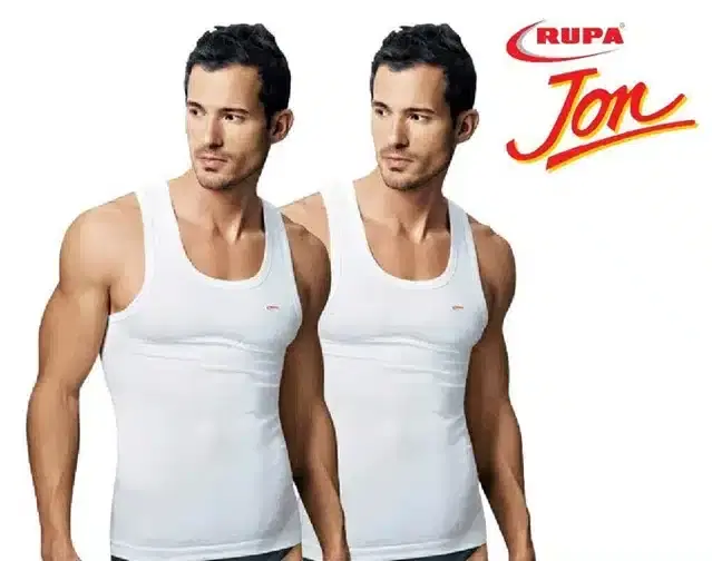 Cotton Vest for Men, Pack of 2 (White, 80)