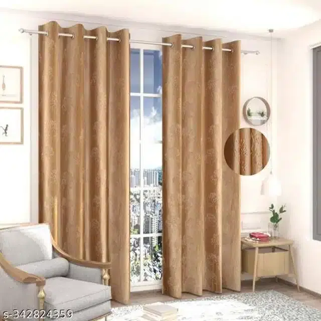 Polyester Curtain for Door, Copper, 7 Feet