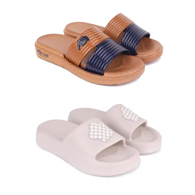 Sliders for Women, Set of 2 (Multicolor, 8)