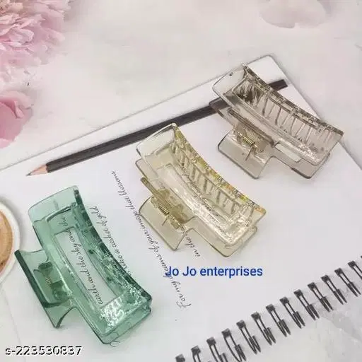 ABS Plastic Hair Clutcher for Women & Girls, Pack of 3 (Multicolor)