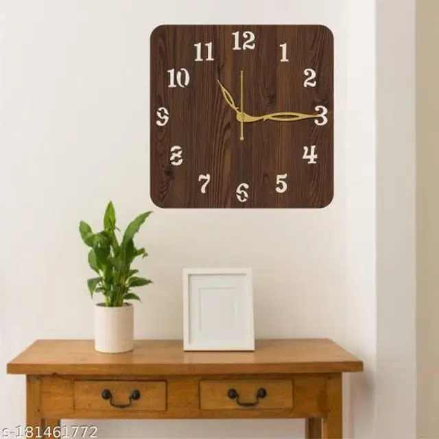 Wooden Wall Clock for Home, Brown