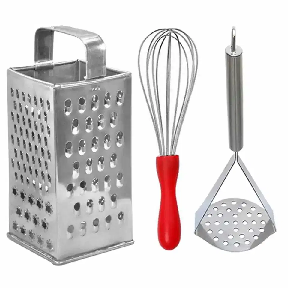 Oc9 Stainless Steel 4 In 1 Slicer And Grater & Egg Whisk & Potato Masher For Kitchen Tool Set, Oc-329