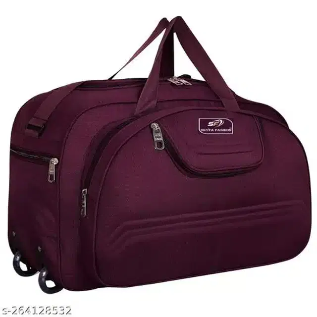 Nylon Strolley Duffel Bag, Wine, 60 L