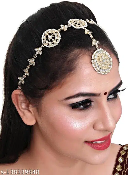 Bollywood Sheeshphool for Women (White, Free Size)