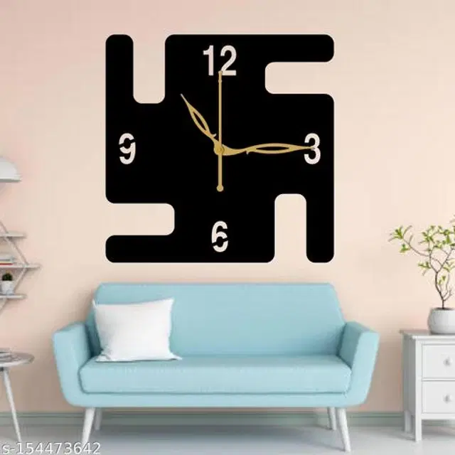 Wooden Wall Clock for Home, Black