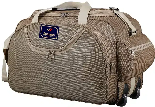 Polyester Traveling Luggage Bag with Wheels, Brown,61.9 L