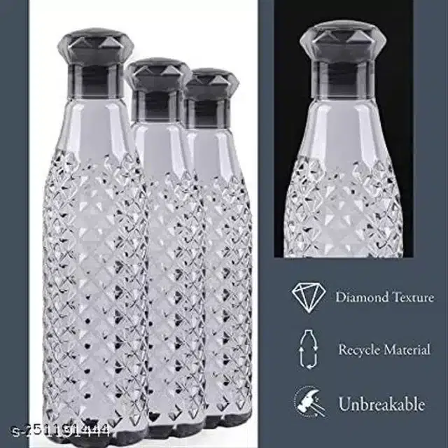 Plastic Water Bottles, Multicolor, 1000 ml, Pack of 3