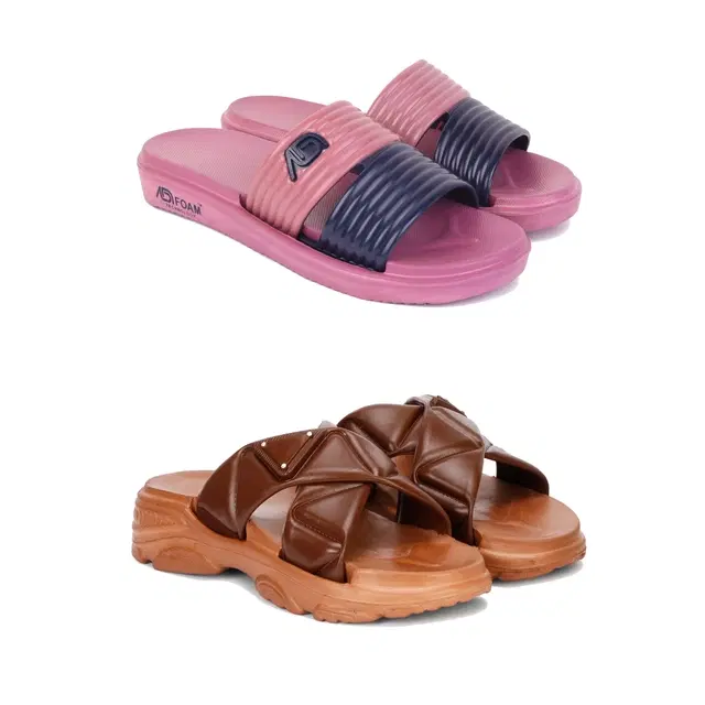 Sliders for Women, Set of 2 (Multicolor, 7)