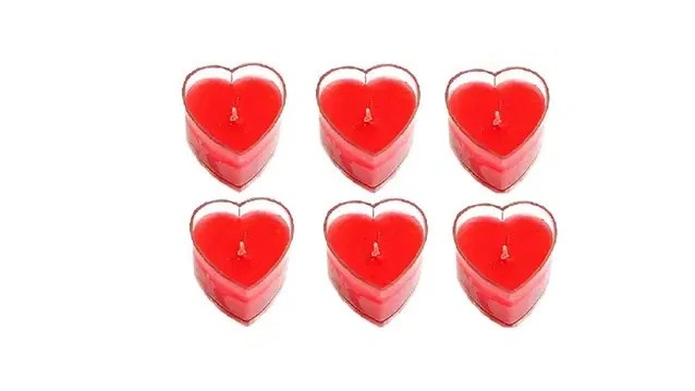 Floish Decor Premium Rose Scented Heart Tealight Candles, Pack of 6