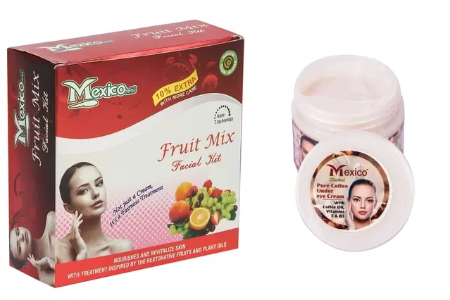 Maxico Herbs Fruit Mix Facial Kit with Coffee Under Eye Cream, Pack of 2