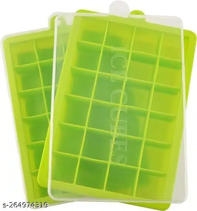 Silicon Ice Cube Tray, Green, Pack Of 2