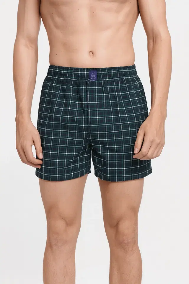 Polycotton Checkered Boxer for Men, Multi (L)