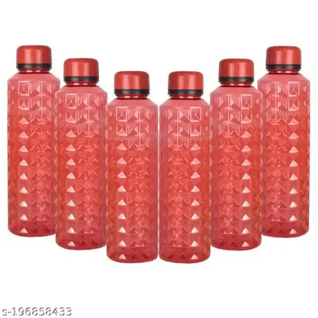 Water Bottle Set, Red, 1000 ml, Pack of 6