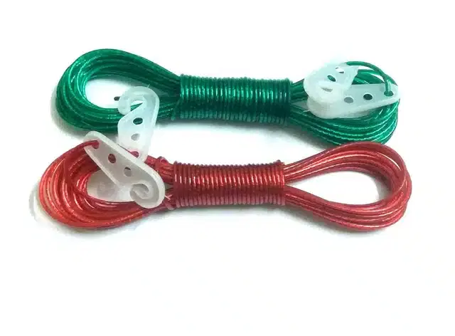 PVC Coated Stainless Steel Clothesline, Pack of 2, Multicolor, 10 m