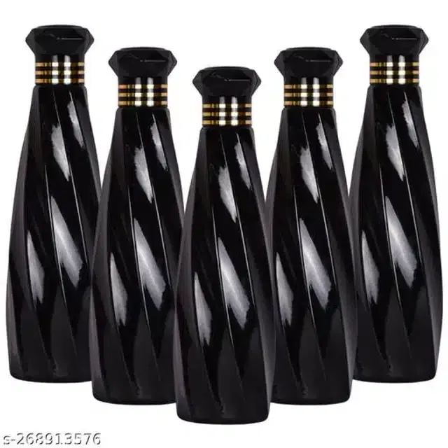 Water Bottle Set, Black, 1000 ml, Pack of 6