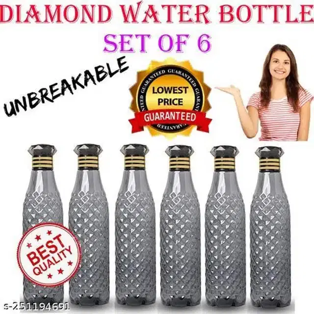 Plastic Water Bottles, Assorted, 1000 ml, Pack of 6
