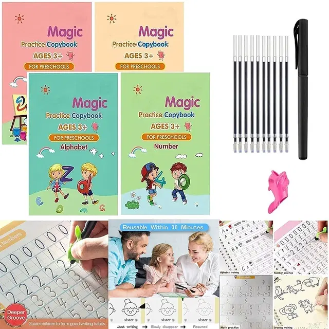 KS SANK MAGIC Practice Copybook, 4 BOOK + 1 PEN + 10 REFILL